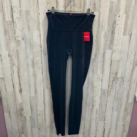 New! Spanx Navy Blue Velvet Velour Skinny Leggings Womens Size Small - Picture 2 of 8